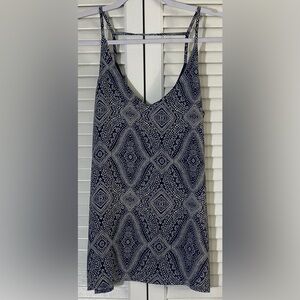 H&M Camisole Tank Top, Size 2, Navy & White Diamond Print, Spaghetti Straps